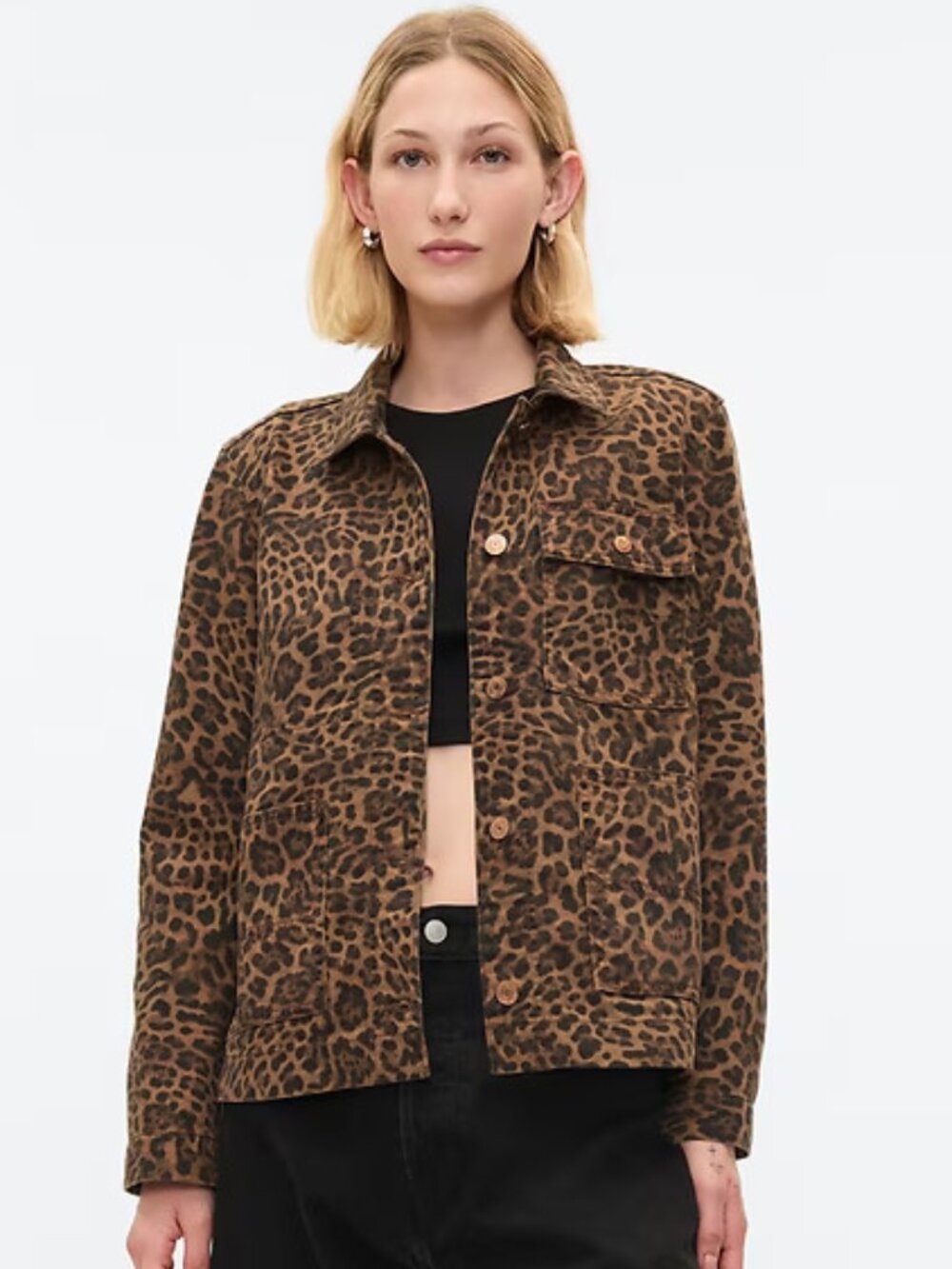 GAP Leopard Denim Chore Jacket
